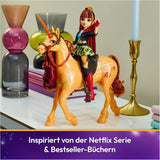 Unicorn Academy Cinder the Unicorn - 28 cm grote, originele Valentina eenhoorn uit de Netflix-serie, met echte manen en staart, afneembaar hoofdstel en zadel en borstel, voor kinderen vanaf 4 jaar