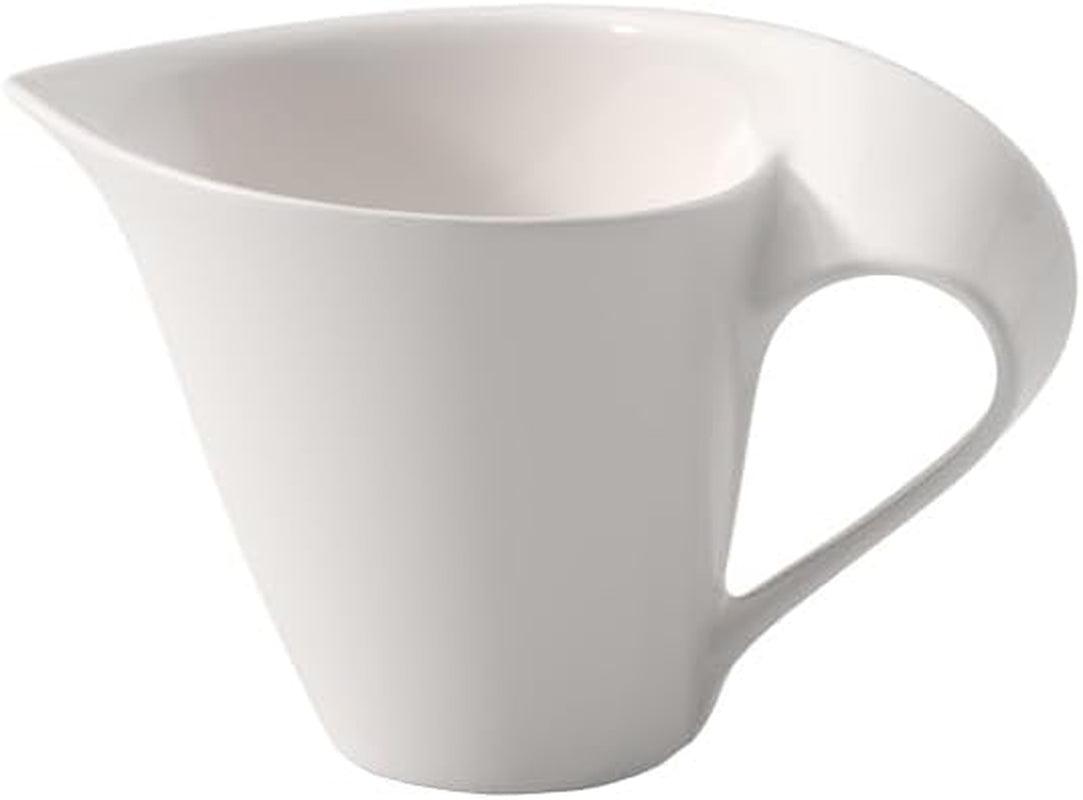 Villeroy & Boch NewWave melkkan, melkpak met gebogen handvat, premium porselein, vaatwasser- en magnetronbestendig, wit, 200 ml