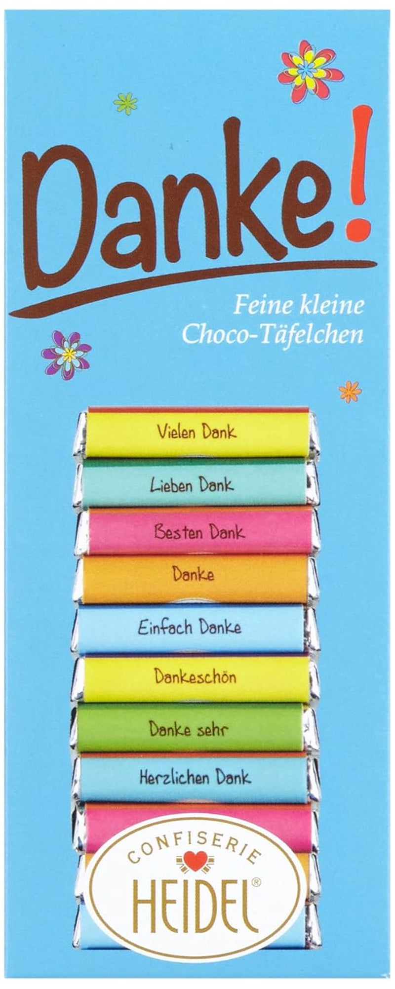 Heidel Thank You melkchocoladerepen 3x80g, 16 mini-repen van 5g per verpakking, Verschillende uitingen van dankbaarheid, Prachtig cadeau-idee