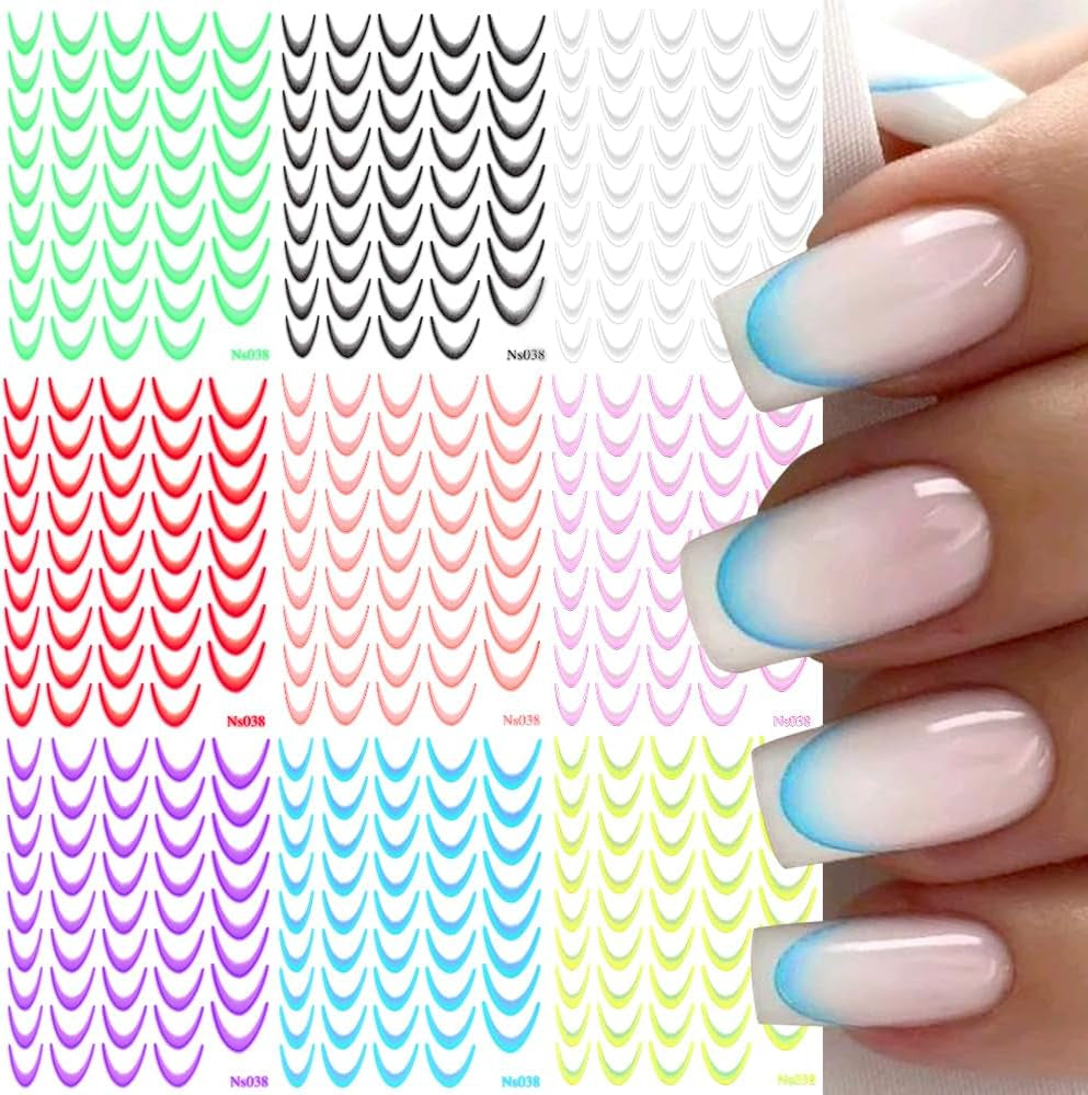9 kleuren franse nagelstickers franse nagelstickers zelfklevende nagelfolie franse nagels gradiënt stickers franse tip nagelstickers nail art nail design stickers nagel accessoires