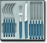 VICTORINOX moderne Zwitserse bestekset voor 6 personen, 12-delige keuken Naty Shop blauw