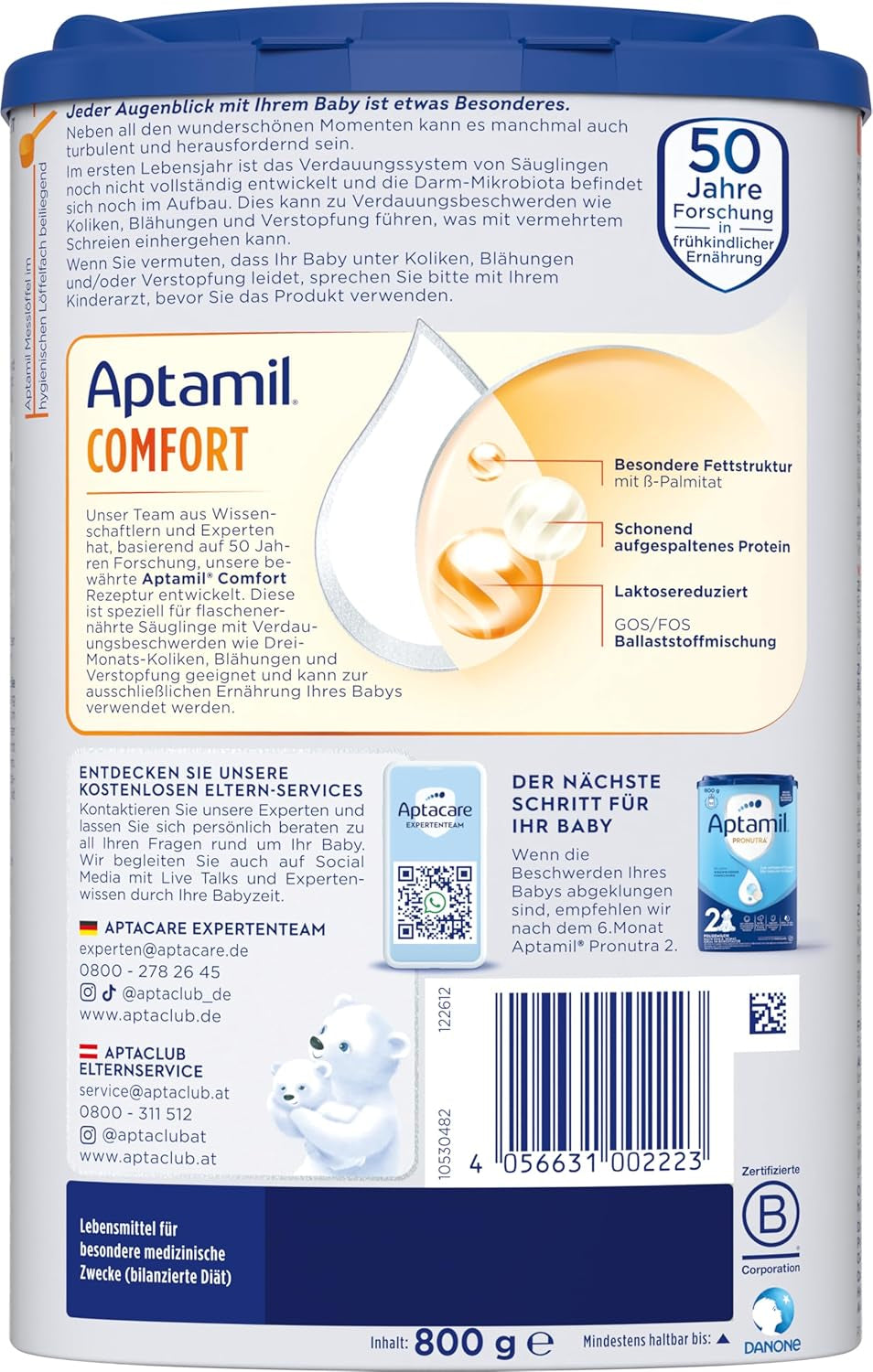 Aptamil Comfort - Speciale formule vanaf de geboorte - 1 x 800 g