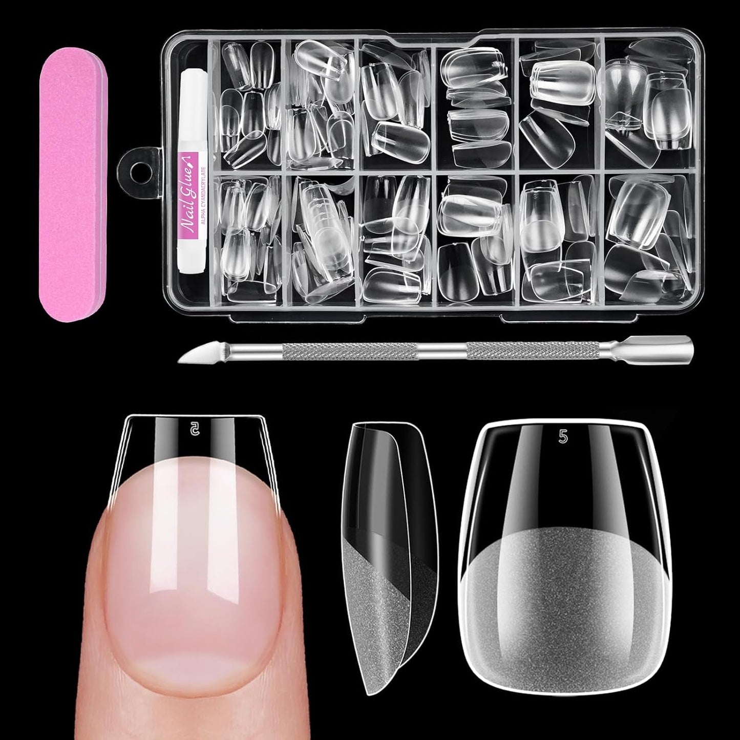 Volledige dekking korte nagels 120 stuks 12 maten Korte nageltips voor gelnagels Lijm op kunstnagels Lijm op nagelvijlset Nagelpolijstmachine Nagelriemschuiver