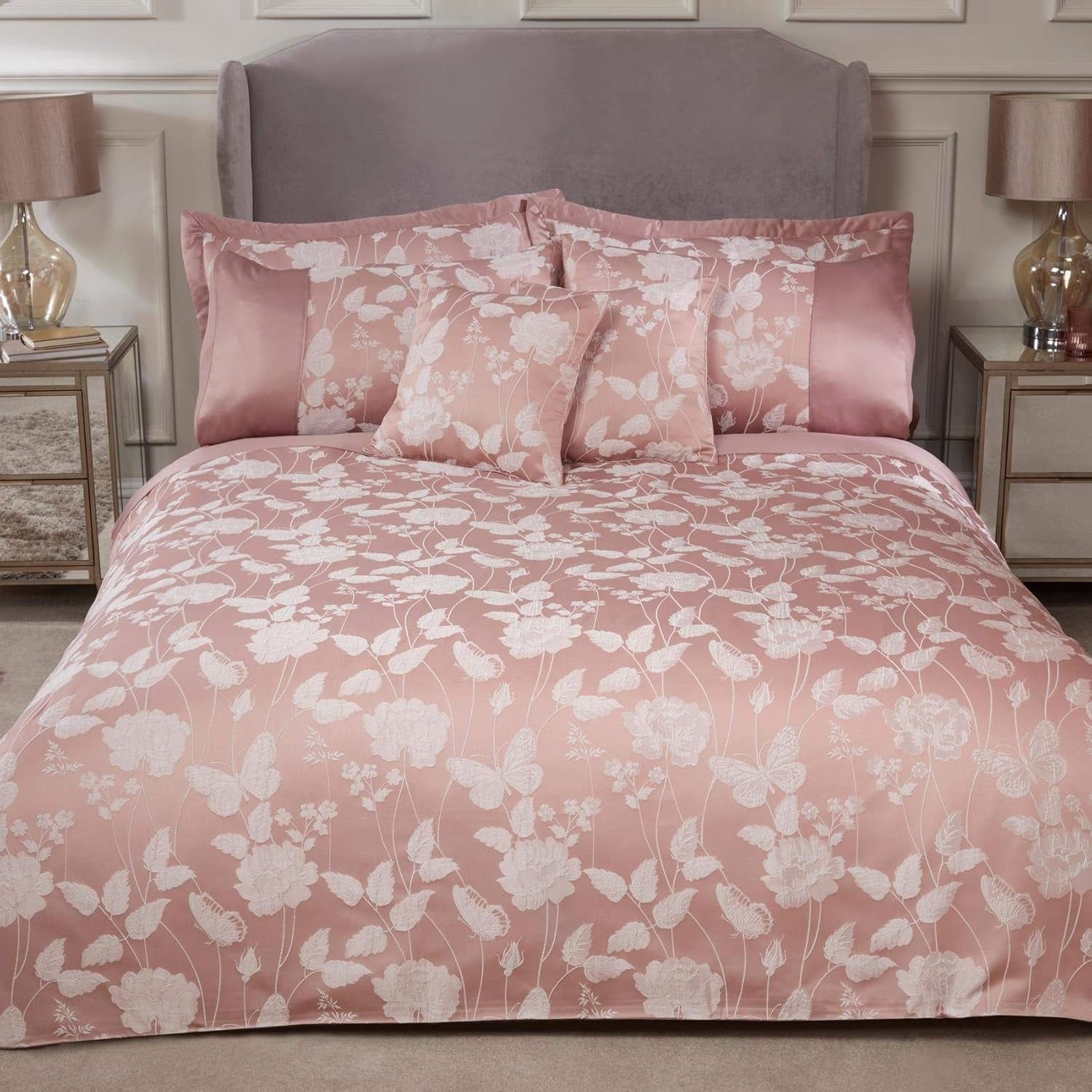 Emma Barclay Butterfly Meadow King dekbed, 100% polyester, crème Naty Shop dekbedden en dekbedden blozen roze kingsize kingsize