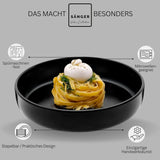 SÄNGER Madeira | 24-delige combinatieserviesset, 6-persoons aardewerken serviesset, 6 dinerborden, 6 ontbijtborden, 6 dinerborden, 6 pastakommen, servies en schalenset, matzwart | DE WAARDE-COLLECTIE