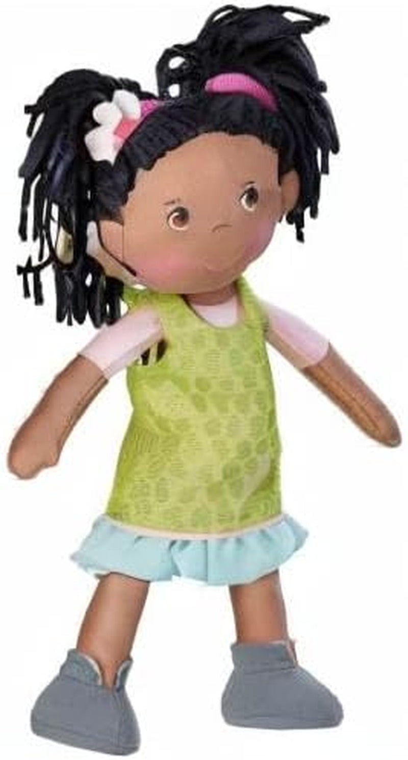 HABA 304576 - Cari pop, 30 cm, zachte en stoffen pop voor kinderen vanaf 18 maanden, met verwijderbare kleding en lang haar