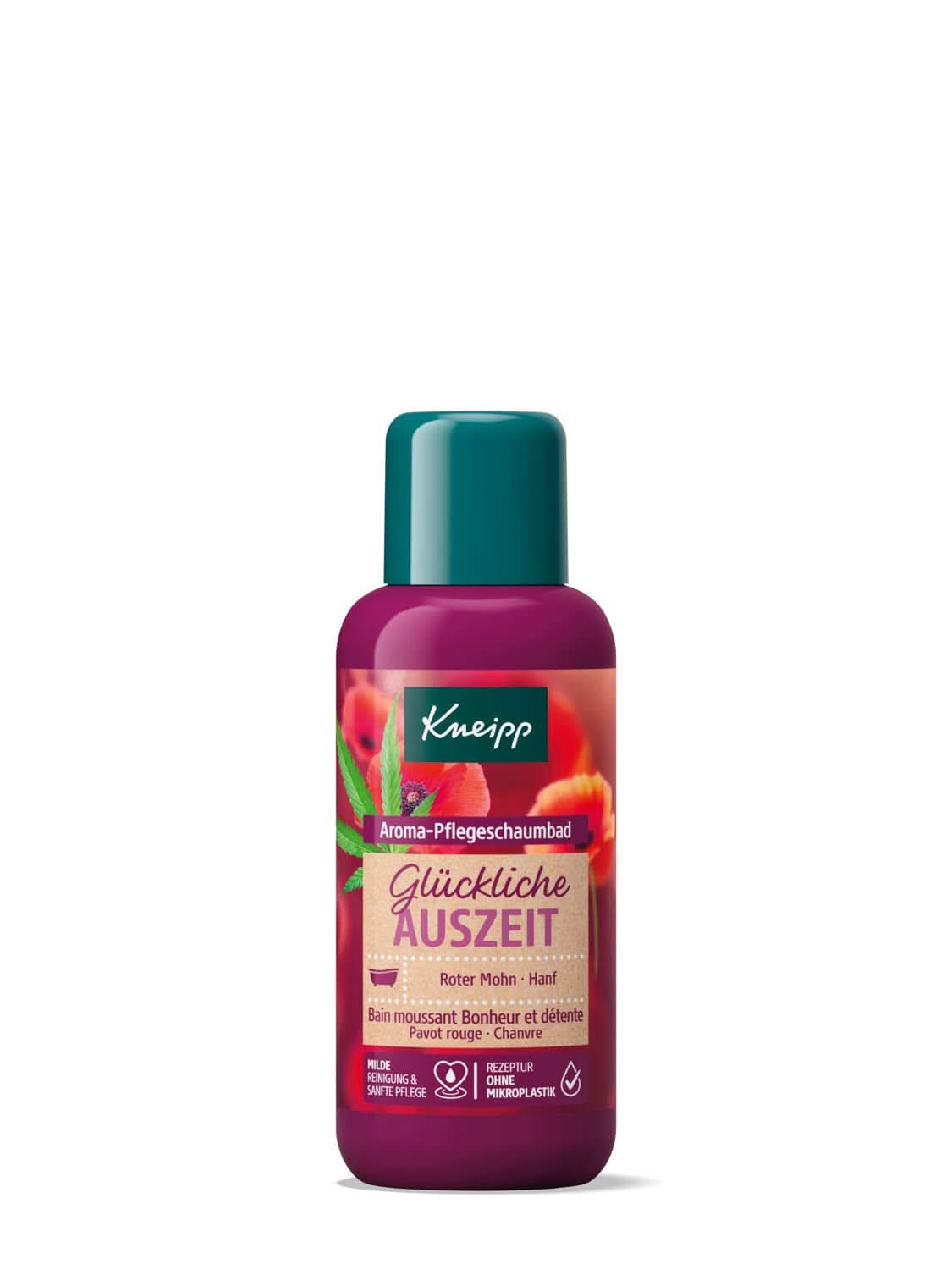 Kneipp Aroma, badadditief met natuurlijke oliën van rode papaver en hennep, voor een zacht en soepel huidgevoel, 100 ml Douche en bad Naty Shop