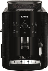 KRUPS Arabica Picto automatische espressomachine, compact ontwerp, eenvoudig te gebruiken, intuïtief verstelbare draaibediening, melkopschuimer, 2-kops functie, espressomachine, zwart, EA810870
