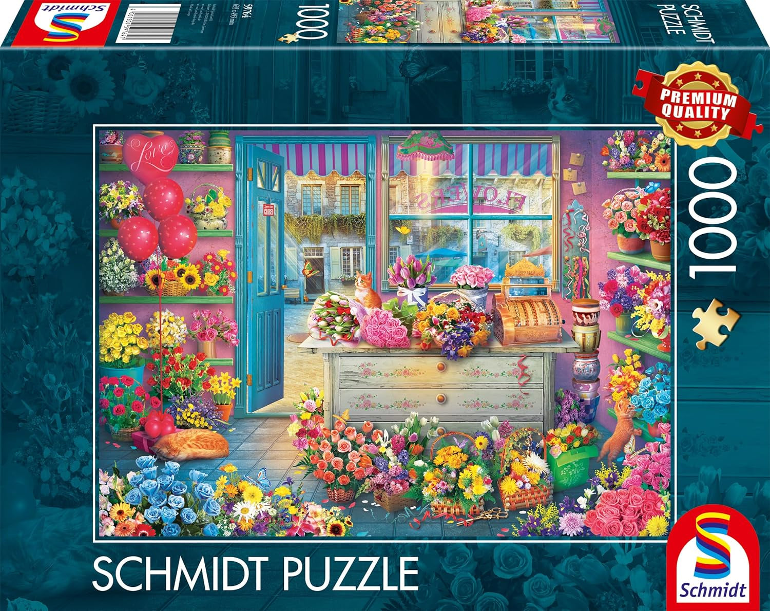 Schmidt Spiele 59764 Kleurrijke bloemenwinkel Legpuzzel van 1000 stukjes Naty Shop Standaardtitel