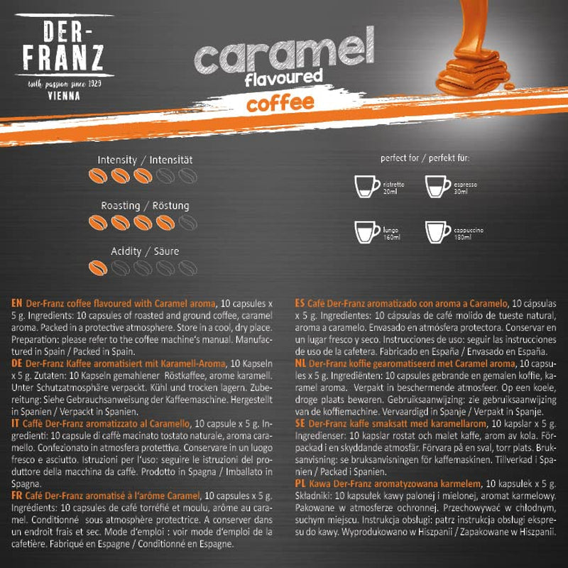 Nespresso-compatibel Kaffee Kapseln, 1 x 10 Kapseln, Caramel Aroma