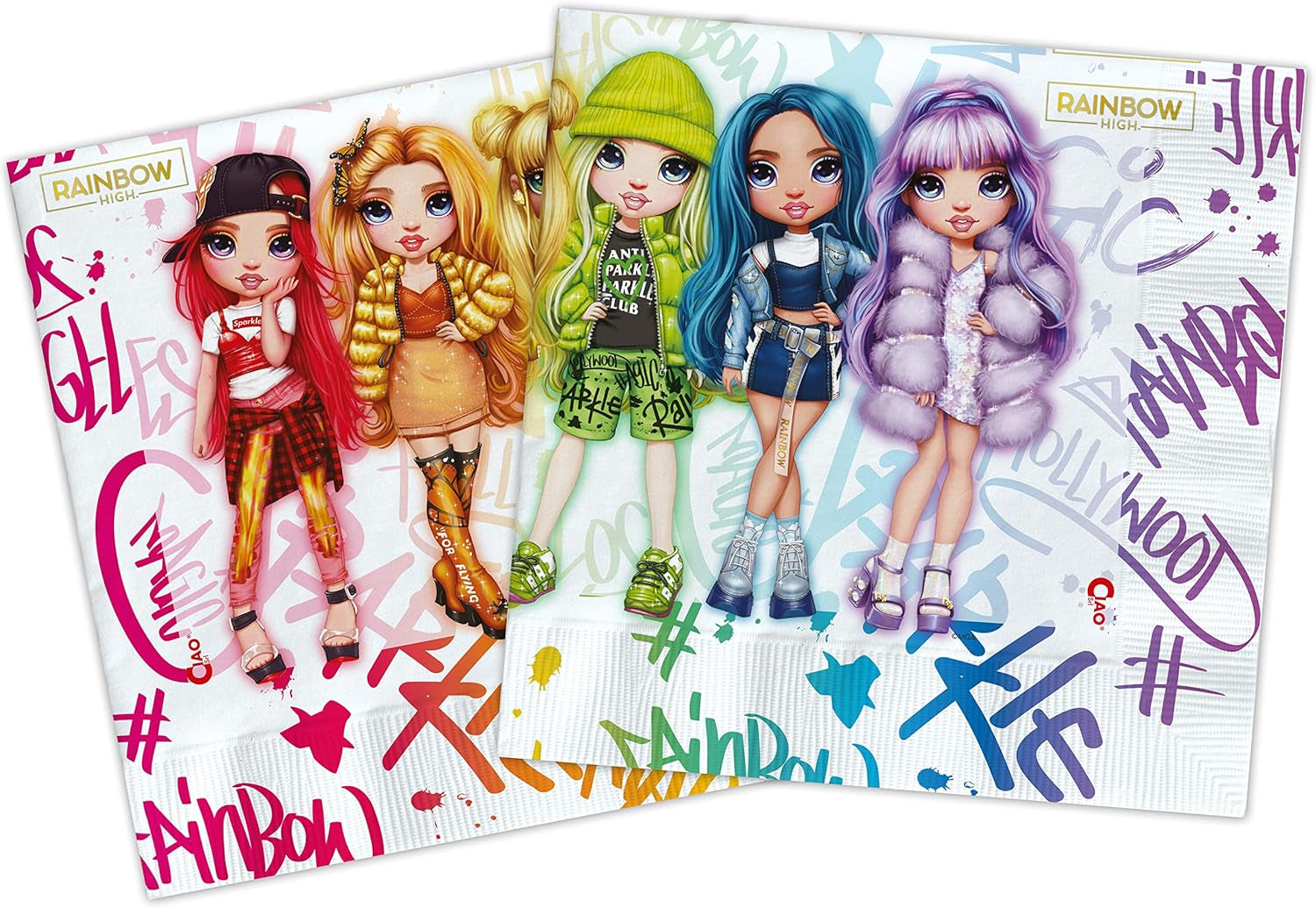 - Rainbow High composteerbare papieren servetten (33 X 33 Cm, dubbeldoek), 20 stuks, veelkleurig, 24070