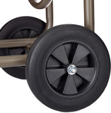 Relaxdays XL slangenwagen, mobiele slanghaspel, metaal, voor 60 m slang, 4 wielen, met slinger, 90° rol, bruin