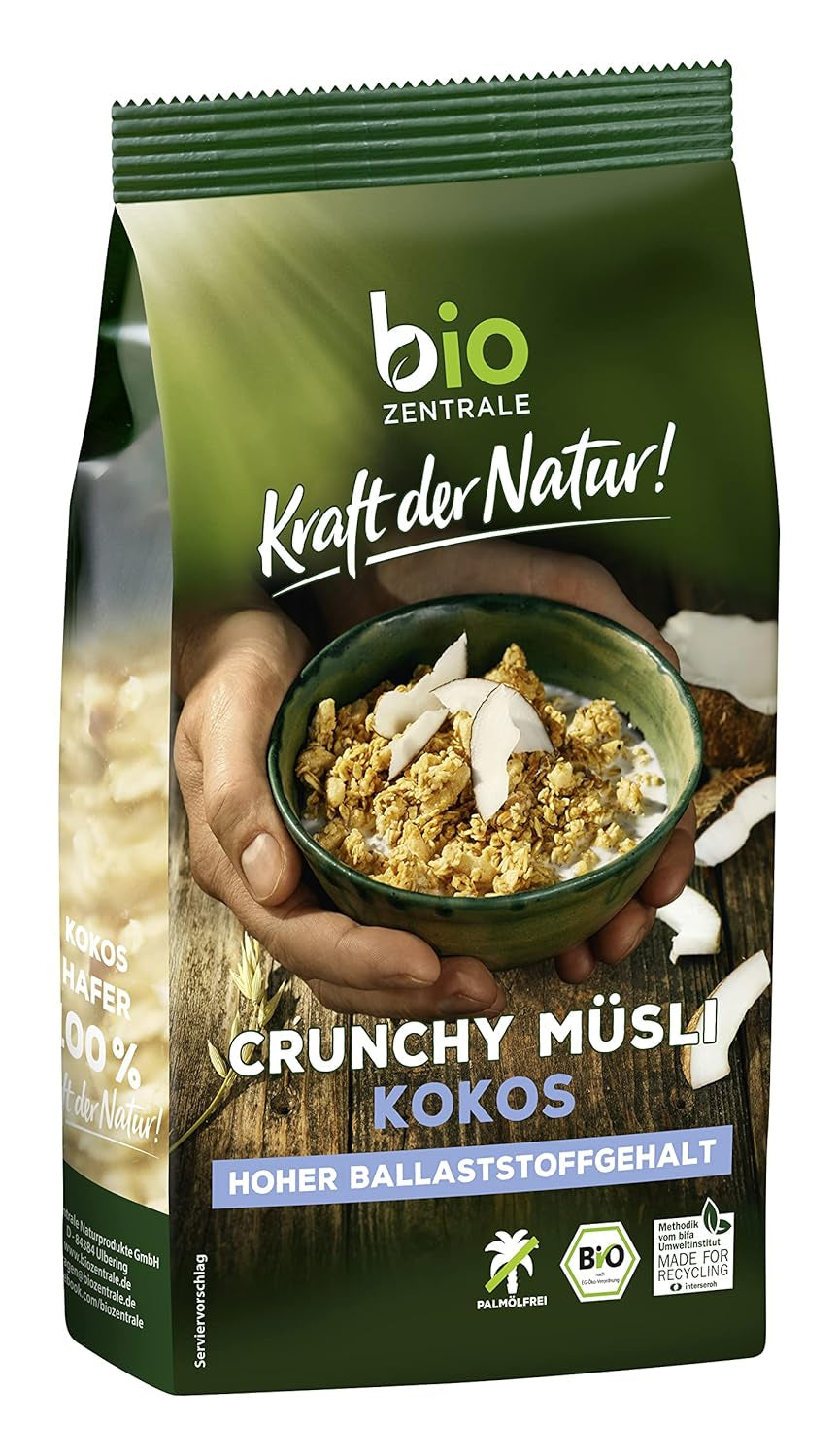 Krokante muesli met bessen Biozentrale | 375 g biologische Muesli | Ideaal voor het ontbijt en je kopje meeneemmuesli | Een alternatief voor mueslirepen