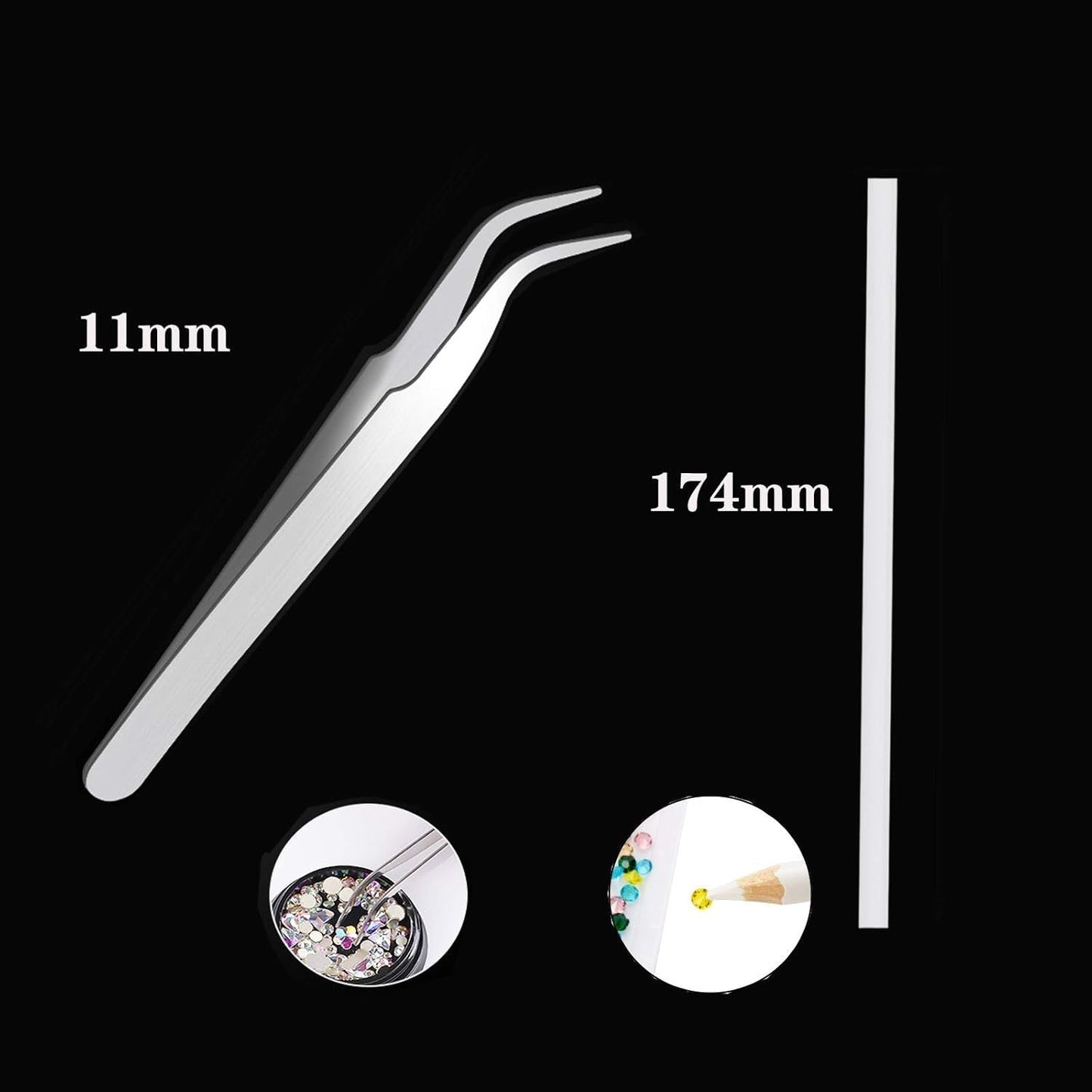 10 dozen nagelsteentjesset, multifunctionele accessoires met 1 pincet, decoratieve diamanten, kristallen, parels, edelstenen, kleurrijk, gemengd, paardenogen, metalen stenen, voor doe-het-zelf nail art-decoraties