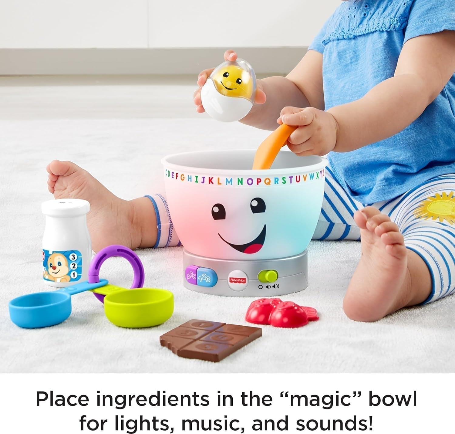 Fisher-Price Laugh & Learn-leerspeelgoed voor baby's, mengkom in magische kleuren met muziek en verlichting voor 6 maanden+, GJW20 babyspeelgoed Naty Shop