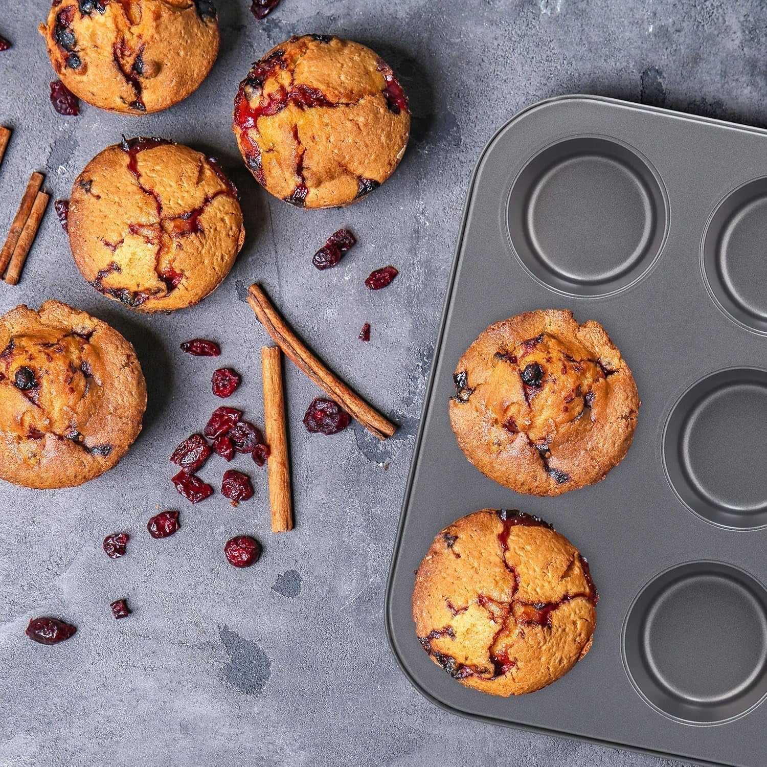 Relaxdays Muffinform, 2Er Set, 12Er Muffinbleche, Antihaftbeschichte, Carbonstahl, Muffins & Cupcakes, Ø 6,5 Cm, Tarwe, 10030825 Vormen en bakplaten Naty Shop