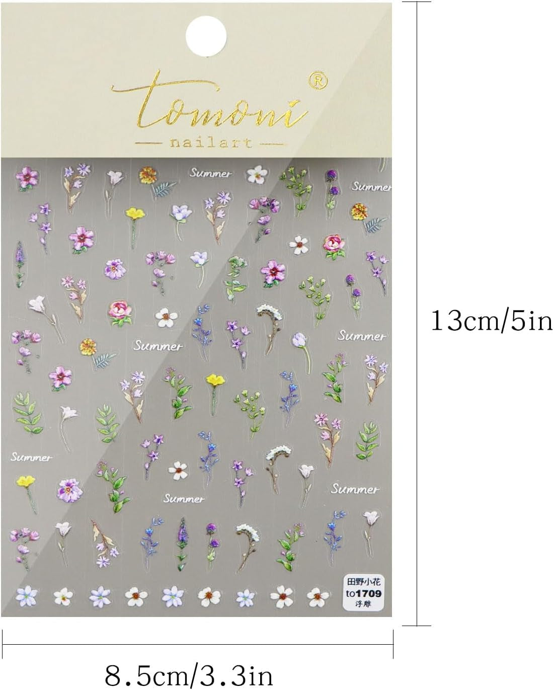 JMEOWIO 3D Nagelsticker Blume Frühling Sommer Floral Nail Art Sticker Selbstklebend Nagelaufkleber 5D Stereoskopische Decoratie Nageldesign Zubehör 1 Blatt
