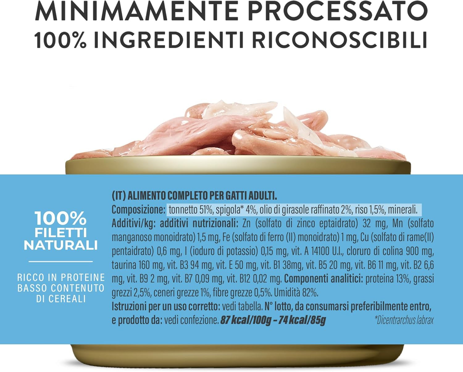 Blauwvintonijn in gelei, compleet nat kattenvoer, ingeblikt, met toegevoegde vitaminen, 100% natuurlijk, 6 x 85 g
