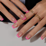 Korte Franse tip nepnagels - 30 stuks zwarte nagels om op korte vierkante nagels te lijmen, Franse tip nepnagels met lijm, vierkante kunstnagels set voor dames