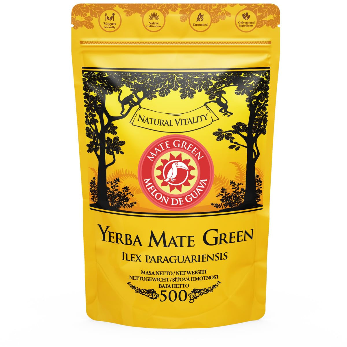 Yerba Melon De Guava 500G – Braziliaanse Yerba Mate-thee met meloen, guave, jackfruit, ananas en kokosnoot - Exotisch en fruitig - Luchtgedroogd, veganistisch