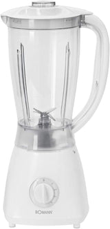 Bomann 378 CB Universalmixer Zum Pürieren, Schlagen, Zerkleinern, Shaken Und Mixen, Ice Crush-Funktion, Kraftvoller 500 Watt-motor, Abnehmbarer Mixbehälter Mit 1,5 Liter, Edelstahlmesser, Weiß, UM 378 CB Kitchen Naty Shop