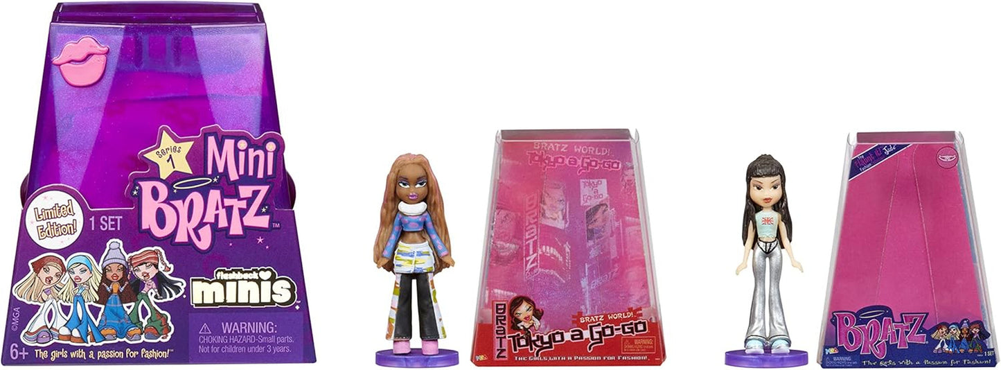 Bratz Miniverse MGA's Y2K Nostalgia Flashback Minis Limited Edition poppen - SURPRISE PACK - 2 Bratz Mini-poppen en vitrine - Geweldig cadeau voor kinderen en verzamelaars 6+