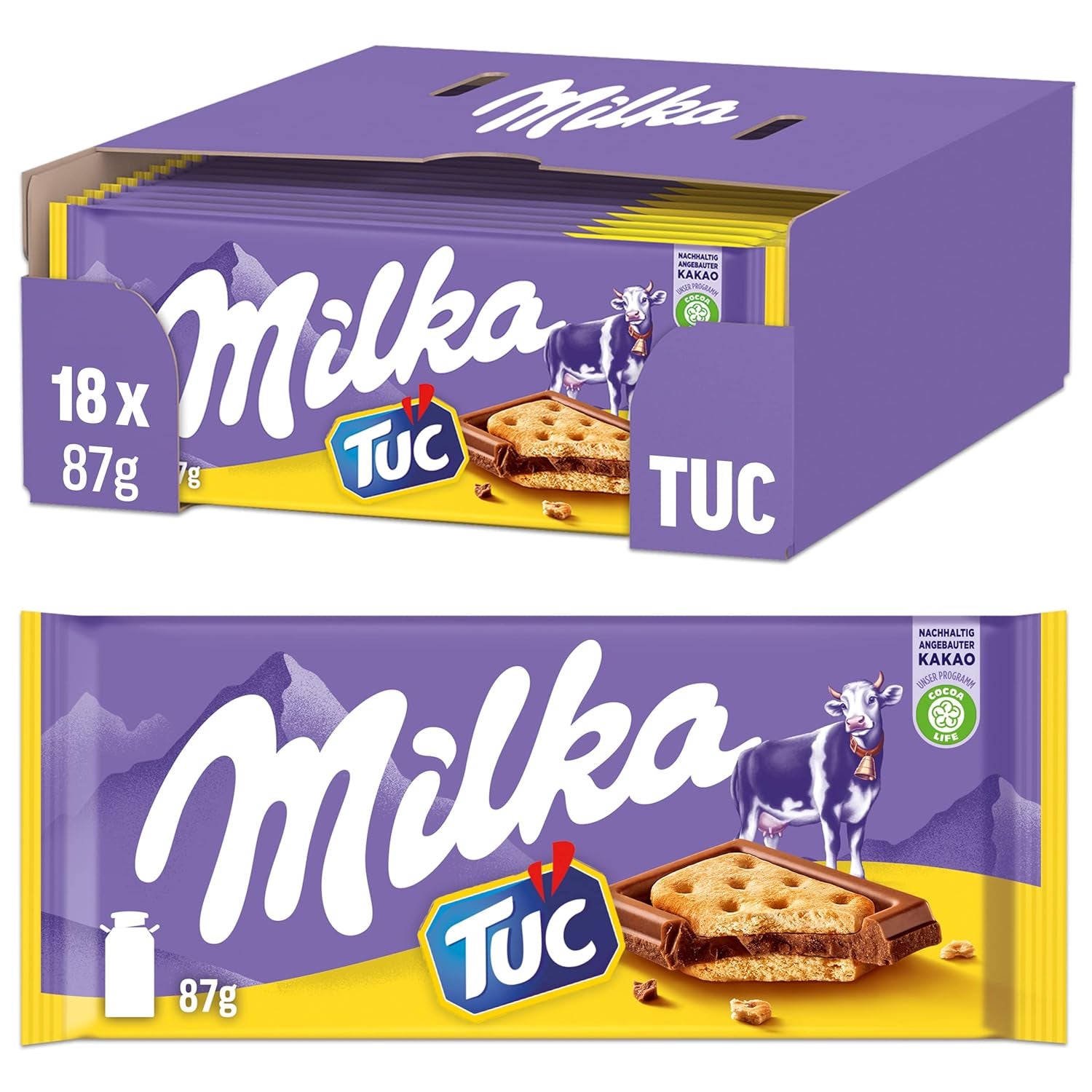 Milka Koeienvlekken – Alpenmelkchocolade met witte chocolade in koevlekkenmotief – 24 x 90 g