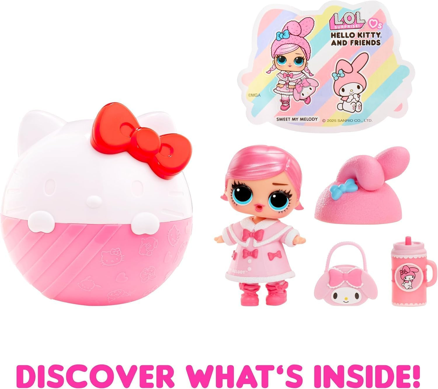 LOL Verrassing! Love Hello Kitty and Friends - 1 pop met 7 verrassingen, willekeurige selectie, 8 verzamelobjecten, voor kinderen vanaf 4 jaar, roze
