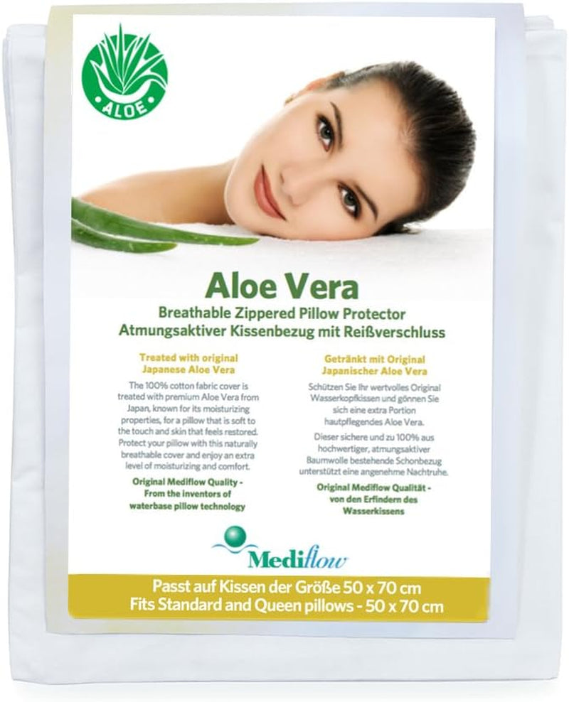 Mediflow aloë vera kussensloop, kussenbeschermer, katoen, wit, 40 X 80 Cm Naty Shop standaard kussens 50 X 70 Cm