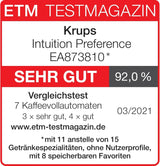 Krups Intuition Preference volautomatische espressomachine met smartphone-achtige bediening, 3,5" kleurentouchscreen, Smart Slide technologie, intuïtief verlichtingssysteem, 11 dranken, melkcontainer, EA873810