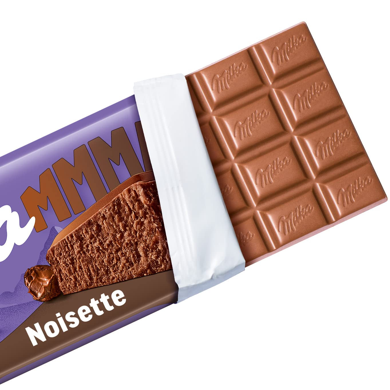Milka MMMAX Noisette – Alpenmelkchocolade met een delicate en romige hazelnootvulling – 250g