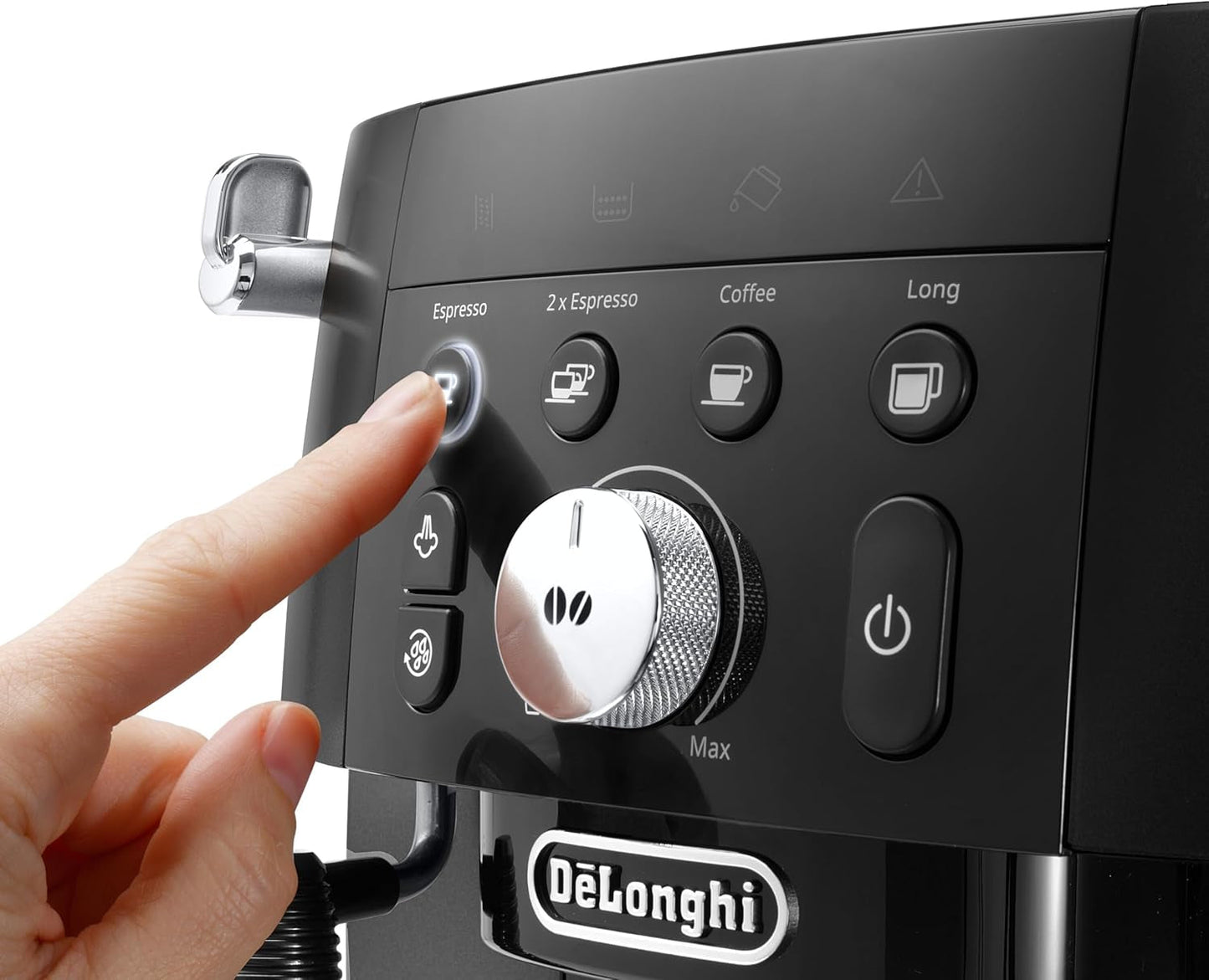 De'Longhi Magnifica S Smart ECAM 230.13.B Volautomatische espressomachine met melkopschuimer voor cappuccino, espresso, koffie en longcoffee, directe keuzeknoppen en draaiknop, 2-kops functie, zwart