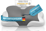 Orthopedisch kussen [Innovatieprijs voor ergonomie genomineerd] Nekpijnkussen gemaakt van traagschuim | Neksteunkussen Ergonomisch Nekrol Zijslaapkussen Grijs Cervicale Orthopedische Kussens Naty Shop Grijs Kissenbezug [Versie:Allrounder]