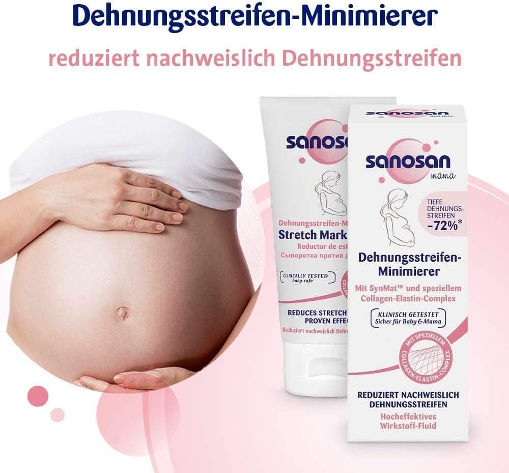 Sanosan Stretch Mark Minimiser, klinisch getest - bewezen vermindering van striae na de zwangerschap, zonder paraffineolie, kleurstoffen, siliconen, 75 ml Cosmetica en Schoonheid Naty Shop