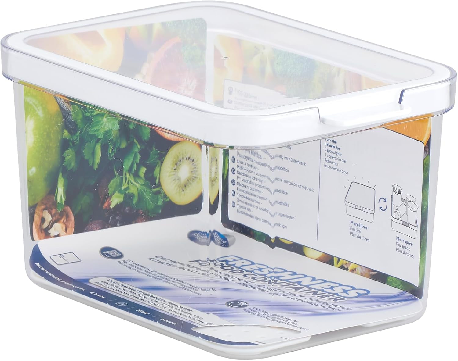 CARE + PROTECT Slimme voedselcontainer, perfect stapelbaar, koelkastorganizer, beschermt voedsel tegen vocht, houdt voedsel langer vers, 2,15 L Naty Shop voedselbewaardozen 2,15 L
