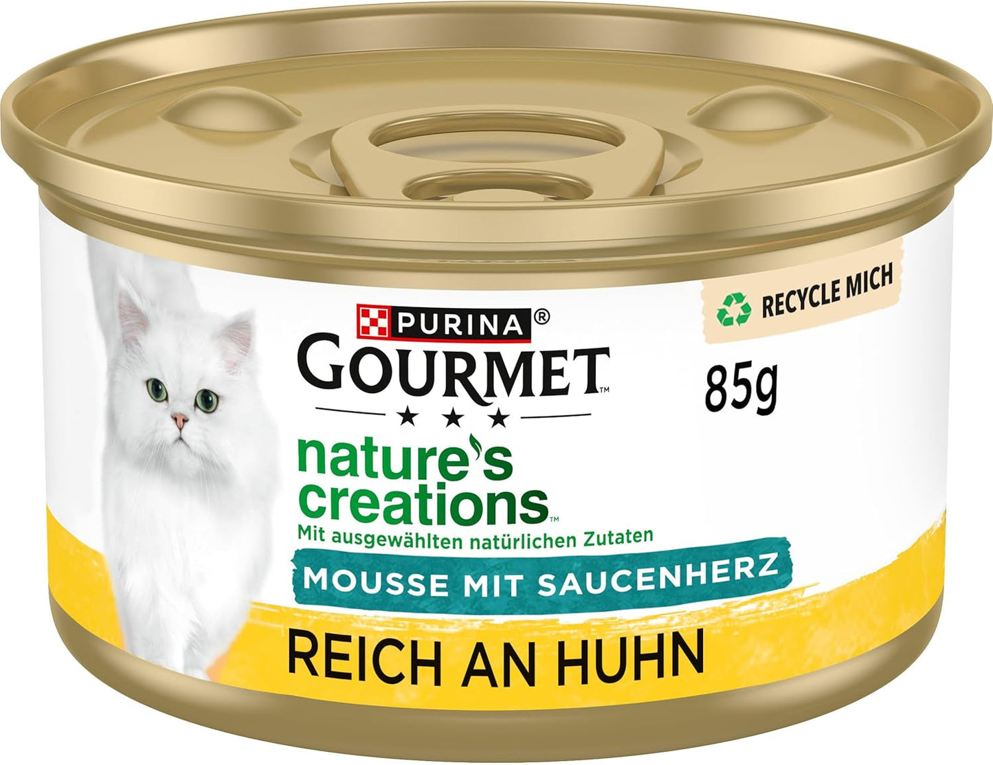 Gourmet Nature's Creations Hartsausmousse Natvoer voor katten, rijk aan kip, 12 stuks (12 x 85 g)
