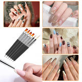 6 Stück Doppel-Ende Nagel Pinsel, Nageldesign Pinsel, Doppel-Ende Nail Art Pinsel Kit Professionelle Maniküre Werkzeuge Kit (Zwart)