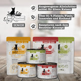 catz finefood Senior Collection Katzenfutter nass - Premium Nassfutter für Ihre Senior Katze - getreidefrei, ohne Zucker, hoher Fleischanteil, Vitamine & Mineralien (6 x 200g dosis)