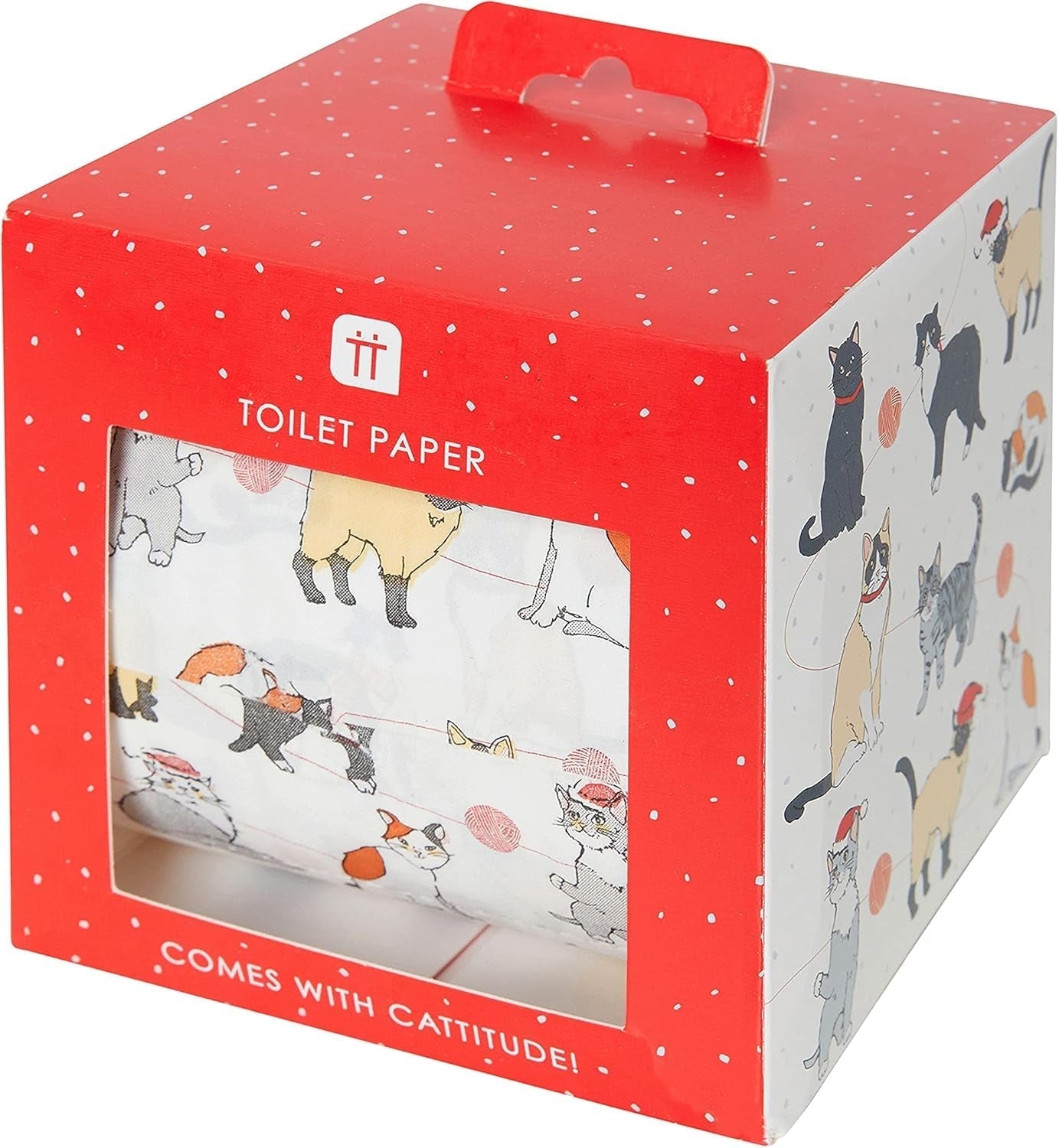 Pratende tafels kattentoiletpapier, grappig badkameraccessoire, kerstcadeaus, BC-PET-T-ROLL-CAT, rood, één maat