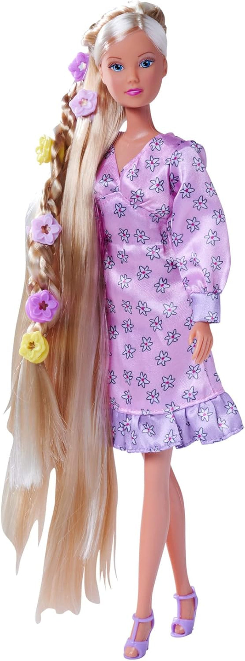 Simba 105733640 - Steffi Love Flower Hair, pop met extra lang haar, inclusief 6 clips, vlechtaccessoire en kam, 29 cm, vanaf 3 jaar