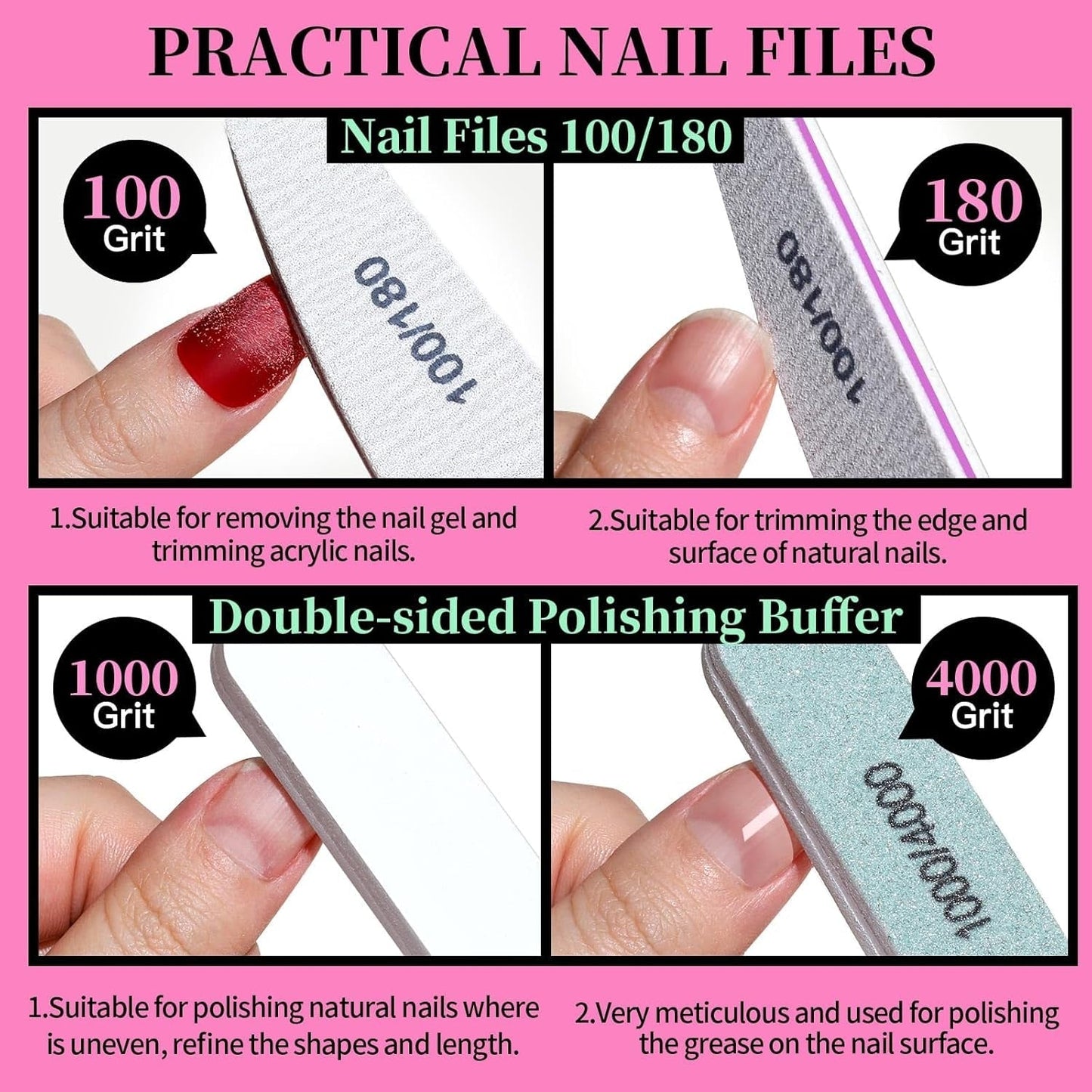 FANDAMEI manicureset, buffer voor gelnägel, nagelfeile 100/180, nagelfeilen voor gelnägel, nagelhautschieber, buffer voor gelnägel, feilen voor gelnägel, nagelzange, nagelfeilen set, manicure- en pedicureset