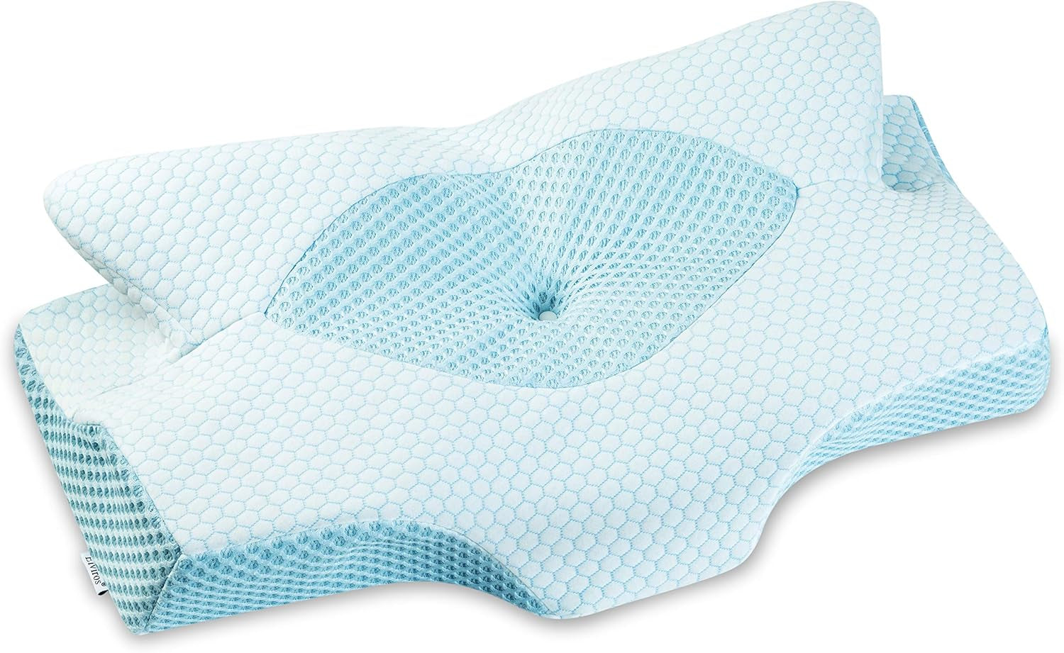Elviros ademend kussensloop kussen 64 x 12,5/10,5 x 38 cm grijs (alleen kussen voorkant) cervicale orthopedische kussens Naty Shop blauw