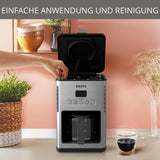 Koffie-espressomachine met filter Krups KM442D Premium | 10-15 kopjes | 1000 watt | programmeerbaar | warmhoudfunctie | roestvrij staal | zwart