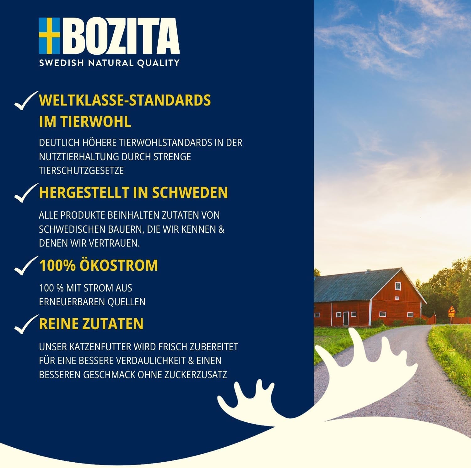 Bozita Pouch Natvoer stukjes in rundvleessaus - 12 zakjes x 85g Graan- en tarwevrij natvoer voor katten - Natvoer voor volwassen katten met 8,5% eiwit en 4,5% vet