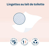 BIOLANE - Pak van 12 - Babydoekjes met toiletmelk - Baby's - 864 Babydoekjes - Reinigt en hydrateert - Voor de gevoelige huid - 98% natuurlijke oorsprong - Vanaf de geboorte