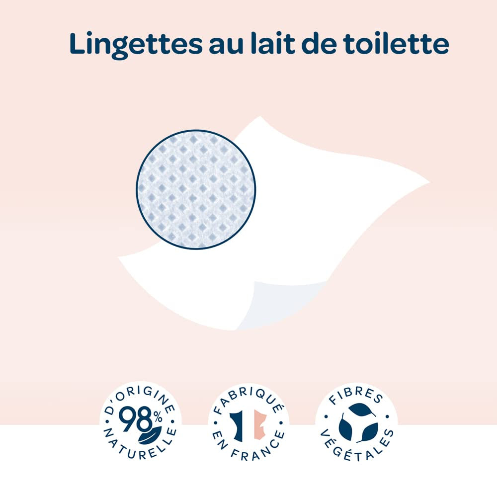 BIOLANE - Pak van 12 - Babydoekjes met toiletmelk - Baby's - 864 Babydoekjes - Reinigt en hydrateert - Voor de gevoelige huid - 98% natuurlijke oorsprong - Vanaf de geboorte