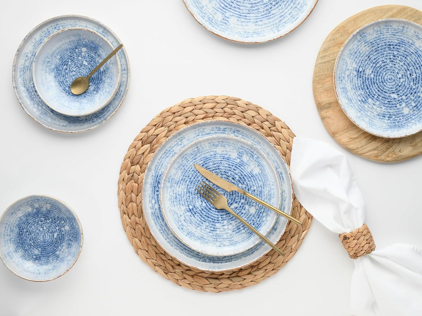 CreaTable, 21652, Uno Mykonos-serie, 12-delige serviesset, porseleinen bordenset, vaatwasser- en magnetronbestendig, gemaakt in Portugal
