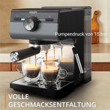 KRUPS Authentic+ espressomachine, 15 bar, intuïtieve bediening, uitgekiend design, stoompijpje, inclusief uitgebreide accessoires, Bullet Donkerzilver/RVS, XP384G10