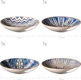 MÄSER 934017 Ibericoblauwe 4-persoons dinerset, 12-delig, Moorse stijl, verschillende vintage ontwerpen in wit en blauw, keramiek