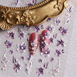 JMEOWIO 3D Nagelsticker Blumen Nail Art Sticker Selbstklebend Nagelaufkleber 5D Stereoskopisch Frühling Zomer Decoratie Nageldesign Zubehör 4 Blatt